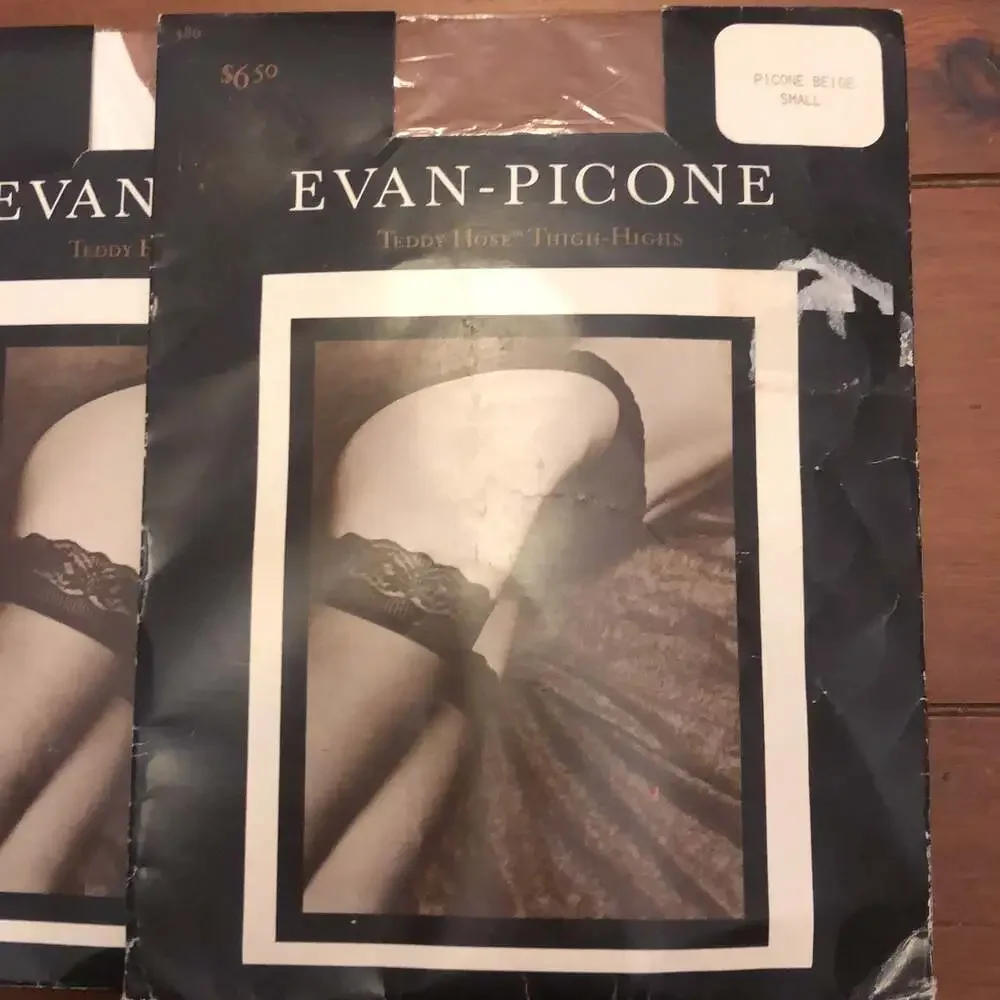 NWT vintage Evan-Picone nylon teddy hose thigh highs. 2 pairs size small